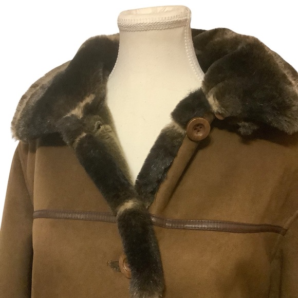 LONDON FOG CHOCOLATE BROWN FULL LENGTH COAT WITH FAUX FUR DETAILS/ Size MP - Picture 5 of 16